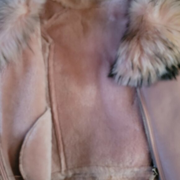 Suede Leather, Real Fox Fur Coat - Picture 5 of 5
